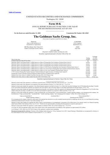 Thumbnail Goldman Sachs 10-K Annual Report 2020