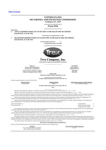 Thumbnail Trex 10-K Annual Report 2020