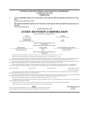 Thumbnail Avery Dennison
 10-K Annual Report 2020