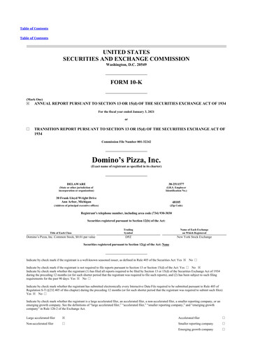 Thumbnail Domino's Pizza 10-K Annual Report 2020