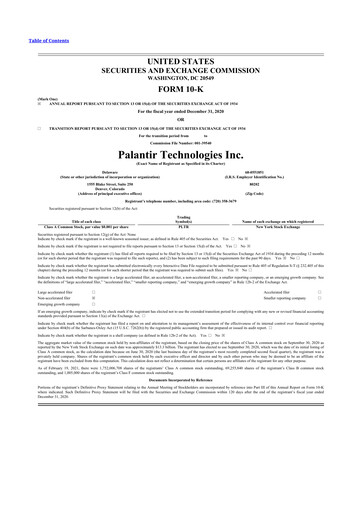 Thumbnail Palantir 10-K Annual Report 2020