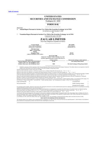 Thumbnail Zai Lab 10-K Annual Report 2020