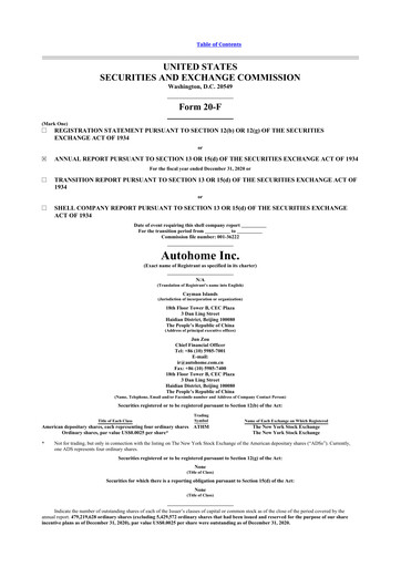 Thumbnail Autohome 20-F Annual Report 2020