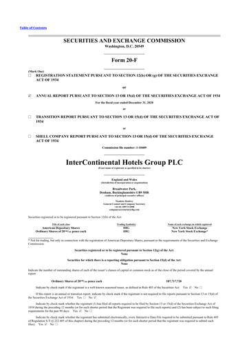 Thumbnail InterContinental Hotels Group
 20-F Annual Report 2020