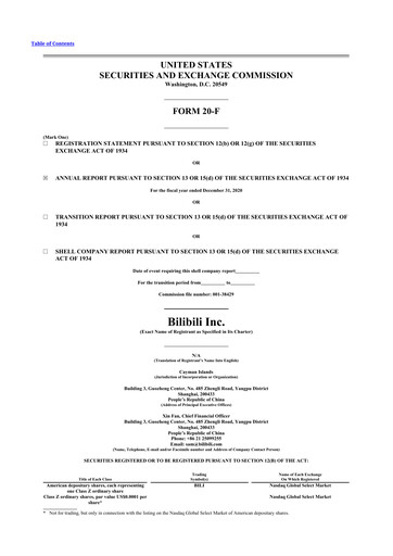 Miniature Bilibili 20-F Rapport annuel 2020