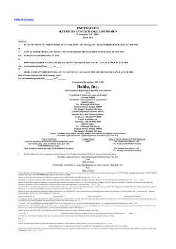 Miniature Baidu 20-F Rapport annuel 2020