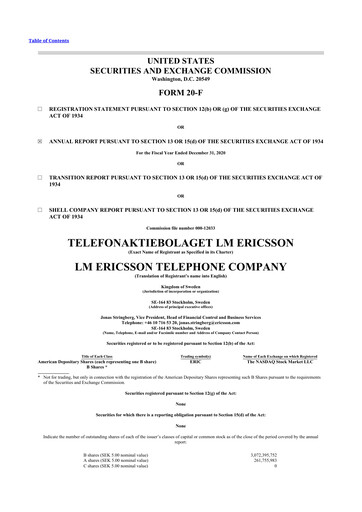 Vorschaubild Ericsson 20-F Jahresbericht 2020