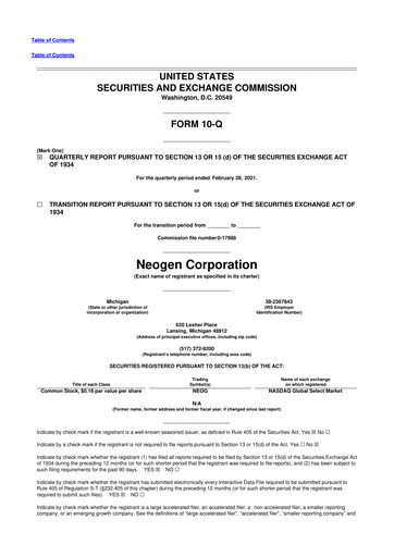 Vorschaubild Neogen 10-Q Quartalsbericht 2021 