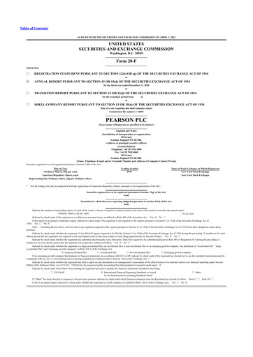 Miniature Pearson 20-F Rapport annuel 2020