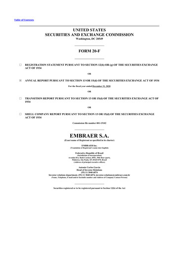 Thumbnail Embraer 20-F Annual Report 2020