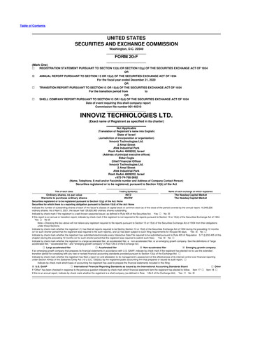 Thumbnail Innoviz Technologies 20-F Annual Report 2020