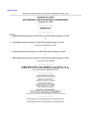 Thumbnail Galicia Financial Group 20-F Annual Report 2020