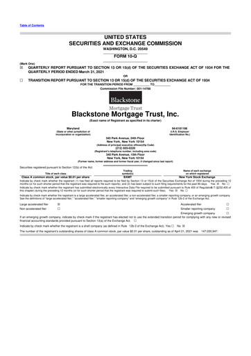 Thumbnail Blackstone Mortgage Trust
 10-Q Quarterly Report FY2021 