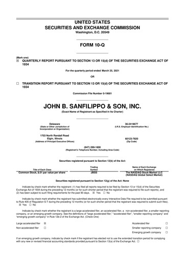 Thumbnail John B. Sanfilippo & Son 10-Q Quarterly Report FY2021 