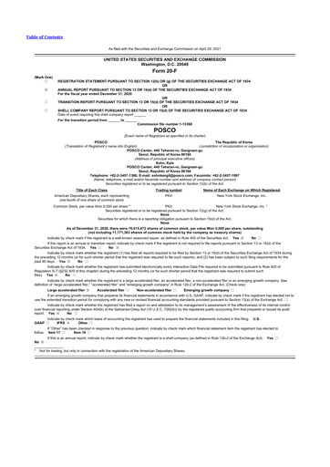 Miniature POSCO 20-F Rapport annuel 2020