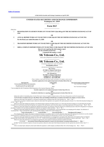 Miniature SK Telecom 20-F Rapport annuel 2020