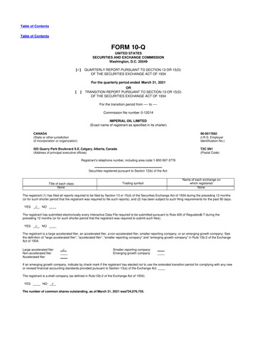 Thumbnail Imperial Oil
 10-Q Quarterly Report FY2021 