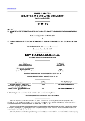Thumbnail DBV Technologies 10-Q Quarterly Report FY2021 