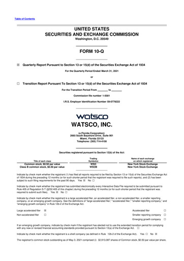 Thumbnail Watsco
 10-Q Quarterly Report FY2021 