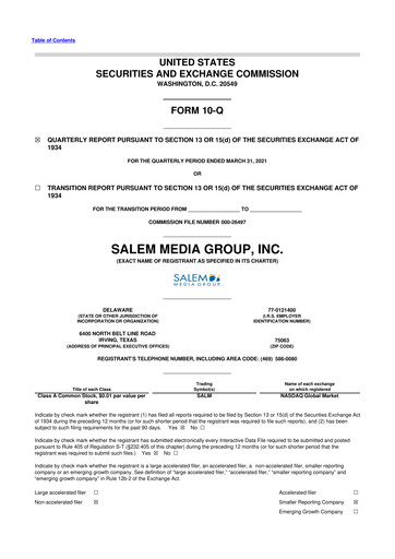Thumbnail Salem Media Group
 10-Q Quarterly Report FY2021 