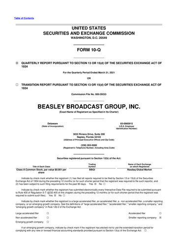 Thumbnail Beasley Broadcast Group
 10-Q Quarterly Report FY2021 