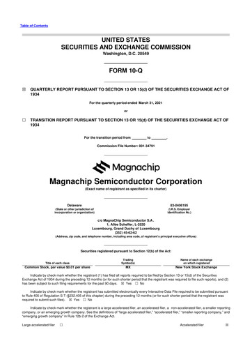 Vorschaubild Magnachip Semiconductor 10-Q Quartalsbericht 2021 