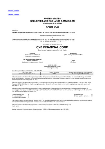 Thumbnail CVB Financial 10-Q Quarterly Report FY2021 
