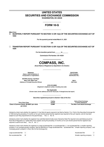 Thumbnail Compass 10-Q Quarterly Report FY2021 