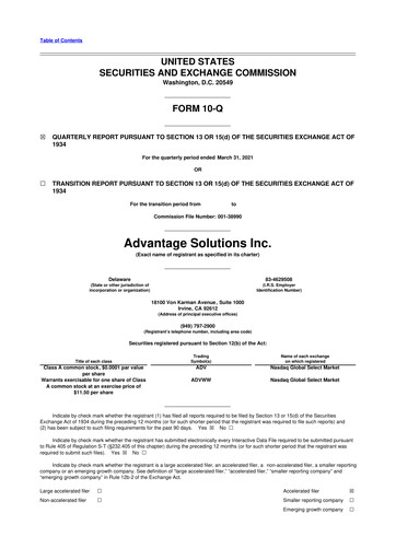 Thumbnail Advantage Solutions 10-Q Quarterly Report FY2021 