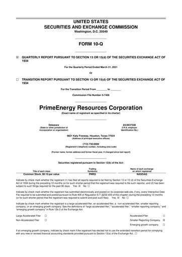 Thumbnail PrimeEnergy Resources 10-Q Quarterly Report FY2021 