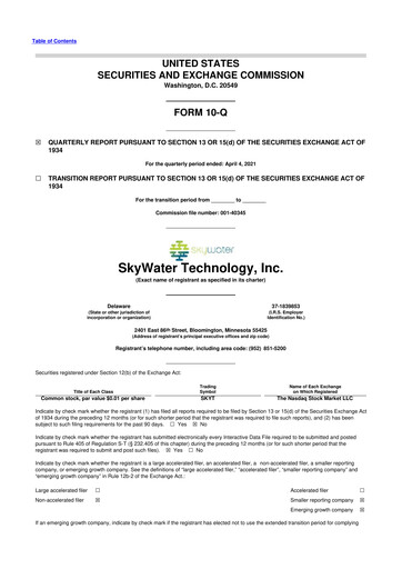 Vorschaubild SkyWater Technology 10-Q Quartalsbericht 2021 