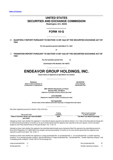 Thumbnail Endeavor Group 10-Q Quarterly Report FY2021 