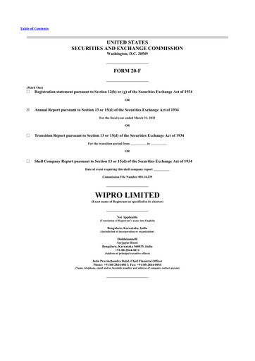 Thumbnail Wipro 20-F Annual Report 2021