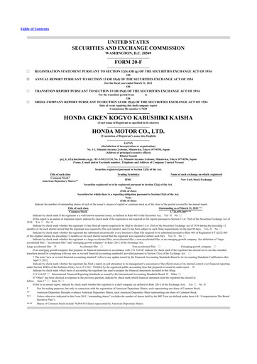 Miniature Honda 20-F Rapport annuel 2021