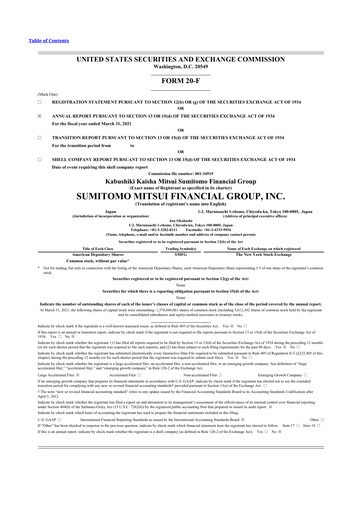 Thumbnail Sumitomo Mitsui Financial Group 20-F Annual Report 2021