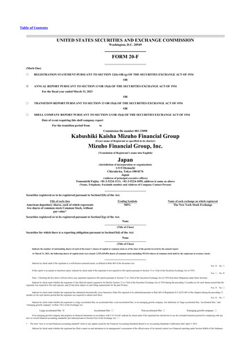 Thumbnail Mizuho Financial Group
 20-F Annual Report 2021