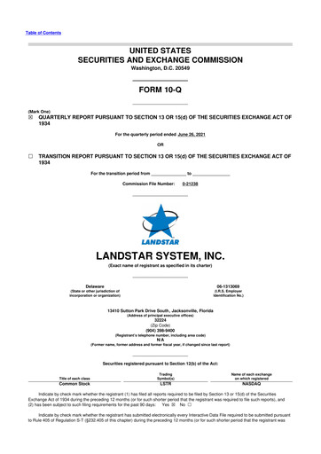 Thumbnail Landstar System
 10-Q Quarterly Report FY2021 