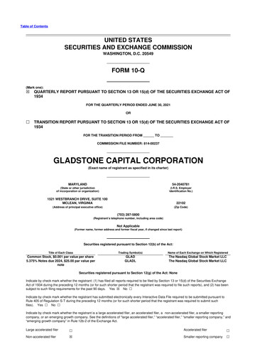 Thumbnail Gladstone Capital Corporation 10-Q Quarterly Report FY 