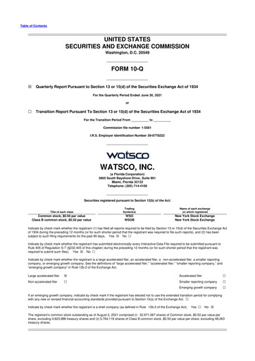 Thumbnail Watsco
 10-Q Quarterly Report FY2021 