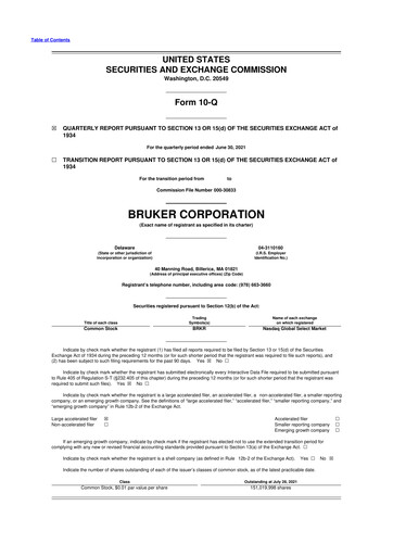 Thumbnail Bruker 10-Q Quarterly Report FY2021 