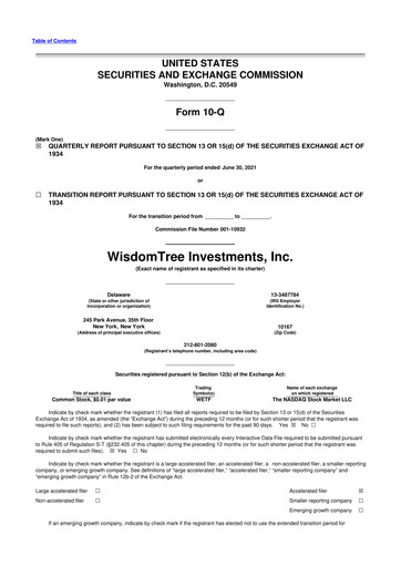 Thumbnail WisdomTree
 10-Q Quarterly Report FY2021 