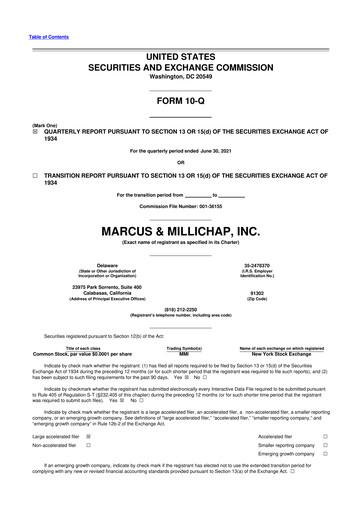 Miniature Marcus & Millichap 10-Q Rapport trimestriel 2021 