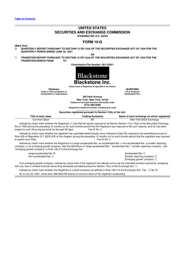 Thumbnail Blackstone Group 10-Q Quarterly Report FY 