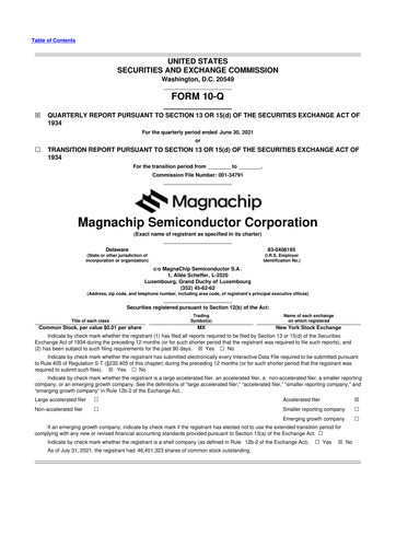 Vorschaubild Magnachip Semiconductor 10-Q Quartalsbericht 2021 
