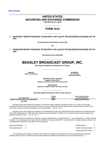 Thumbnail Beasley Broadcast Group
 10-Q Quarterly Report FY2021 