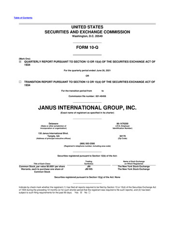 Miniature Janus International Group 10-Q Rapport trimestriel 2021 