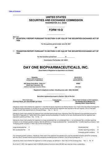 Vorschaubild Day One Biopharmaceuticals 10-Q Quartalsbericht 2021 