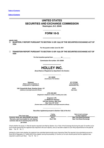 Miniature Holley 10-Q Rapport trimestriel 2021 
