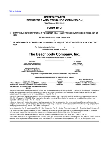 Thumbnail The Beachbody Company 10-Q Quarterly Report FY2021 