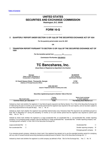 Vorschaubild TC Bancshares 10-Q Quartalsbericht 2021 
